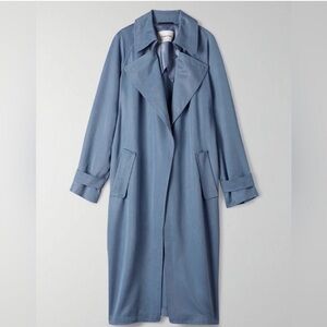 Aritzia Babaton Lawson Open Front Trench Coat in Smoky Blue